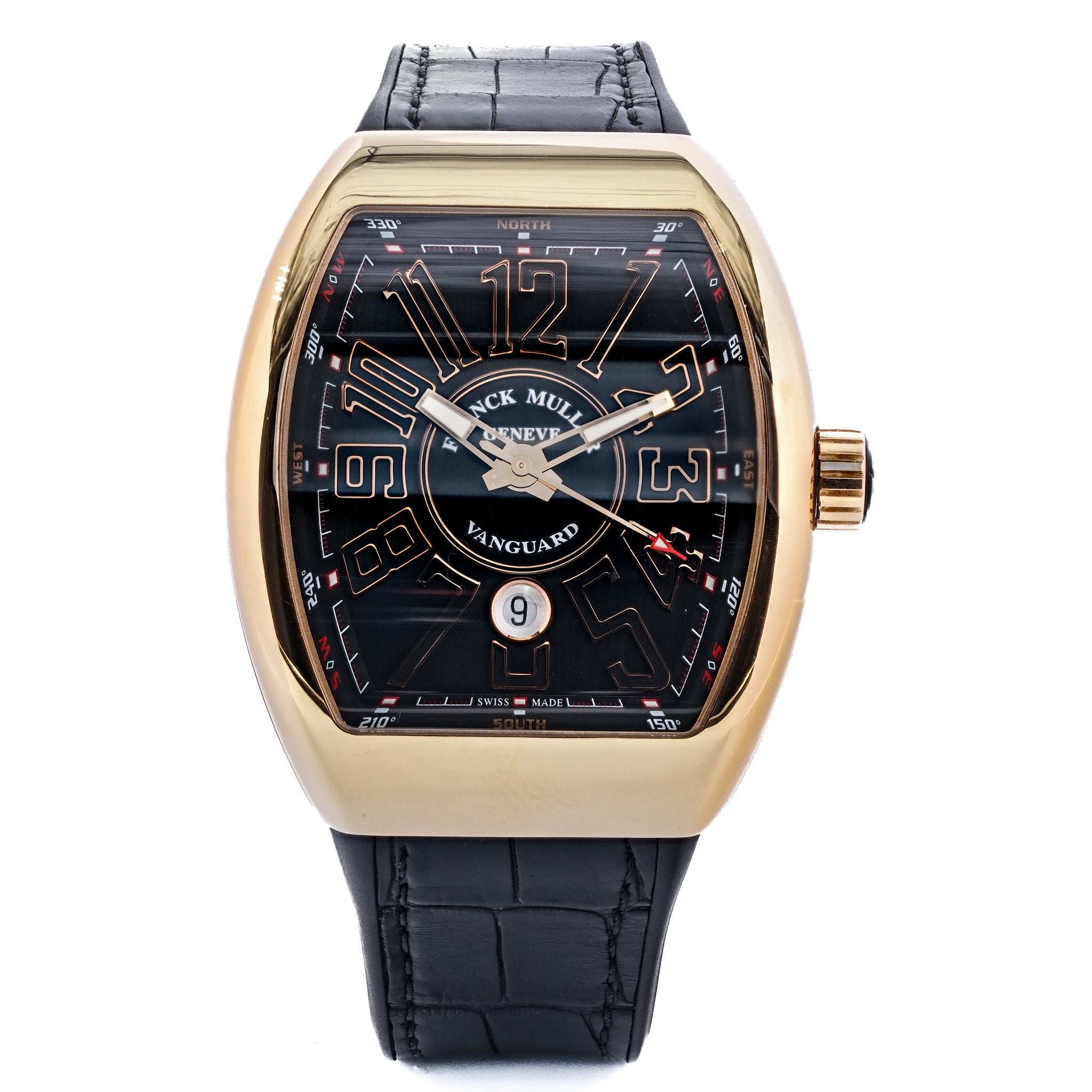 Franck Muller Vanguard Rose Gold 18k Black Dial Swiss Horology