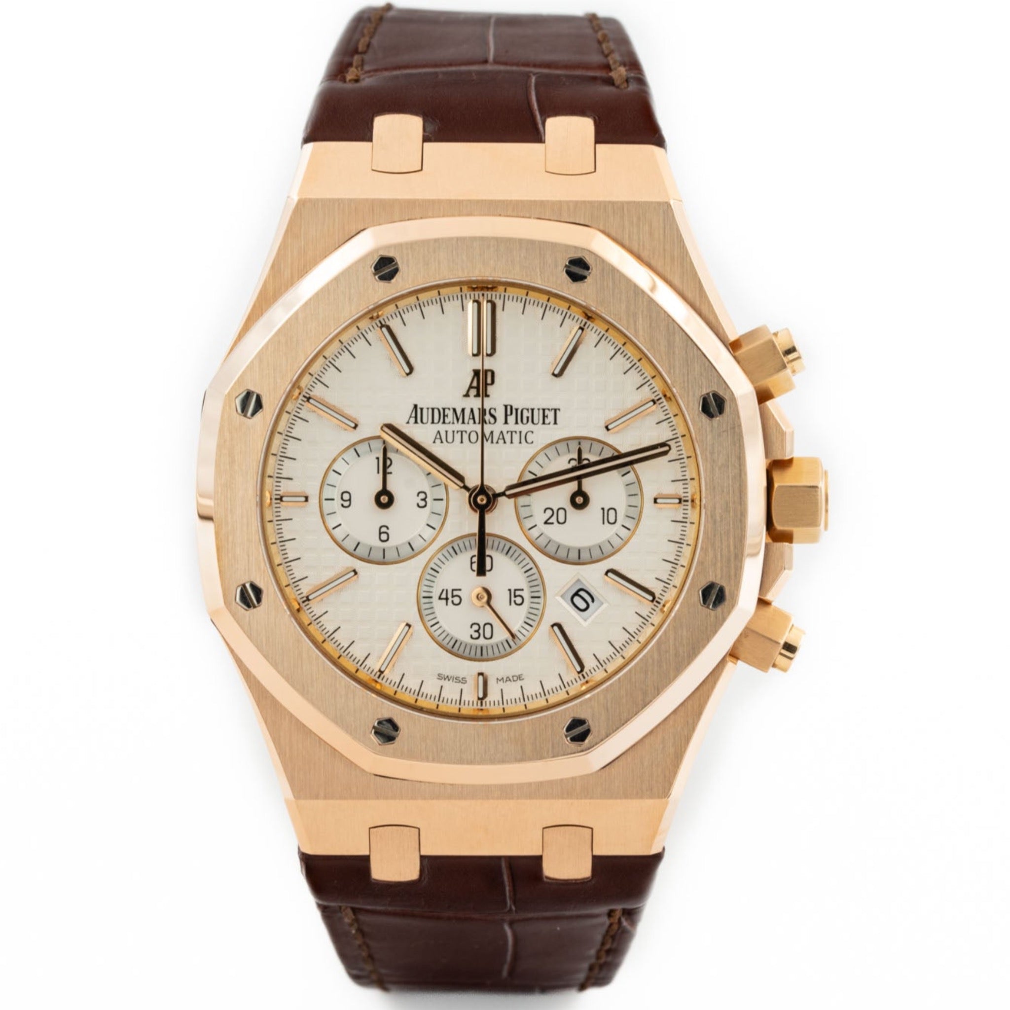 Audemars Piguet Royal Oak Chronograph Rose Gold White Dial Swiss