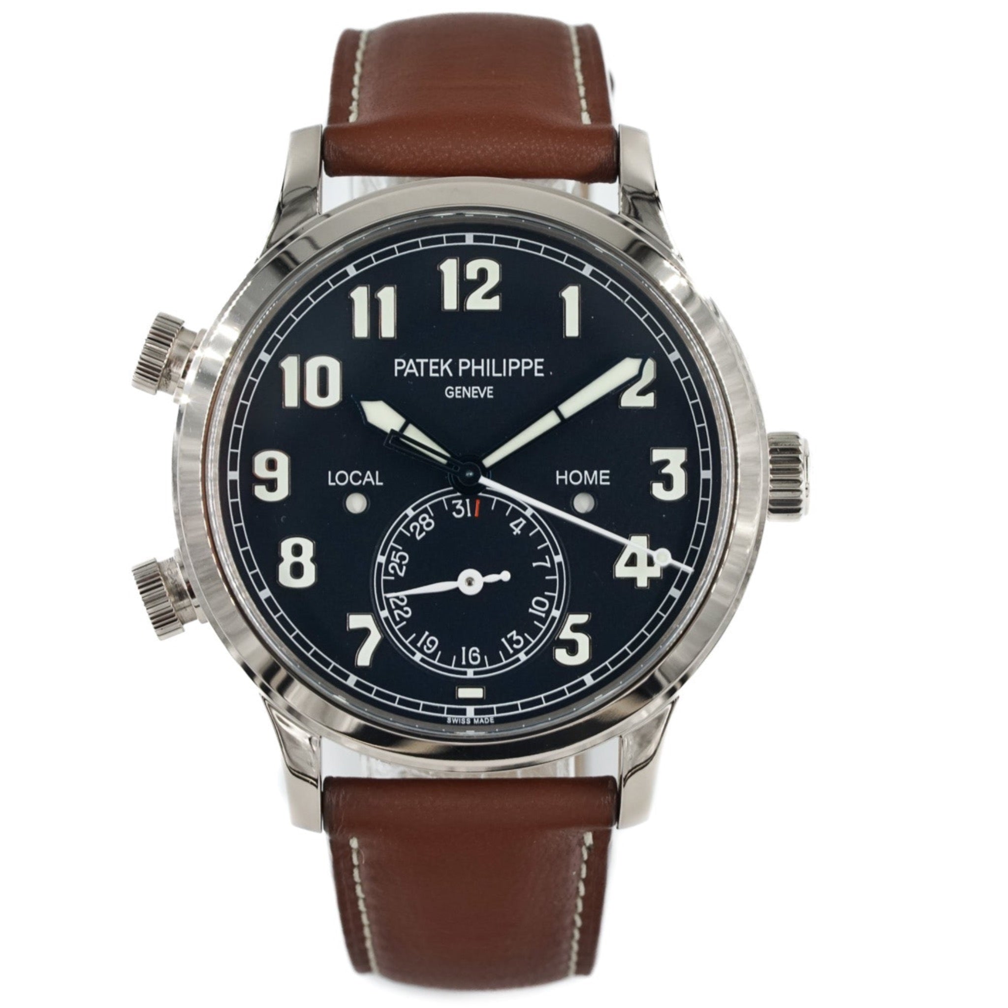 Patek Philippe Travel Time Calatrava Pilot White Gold Blue Dial