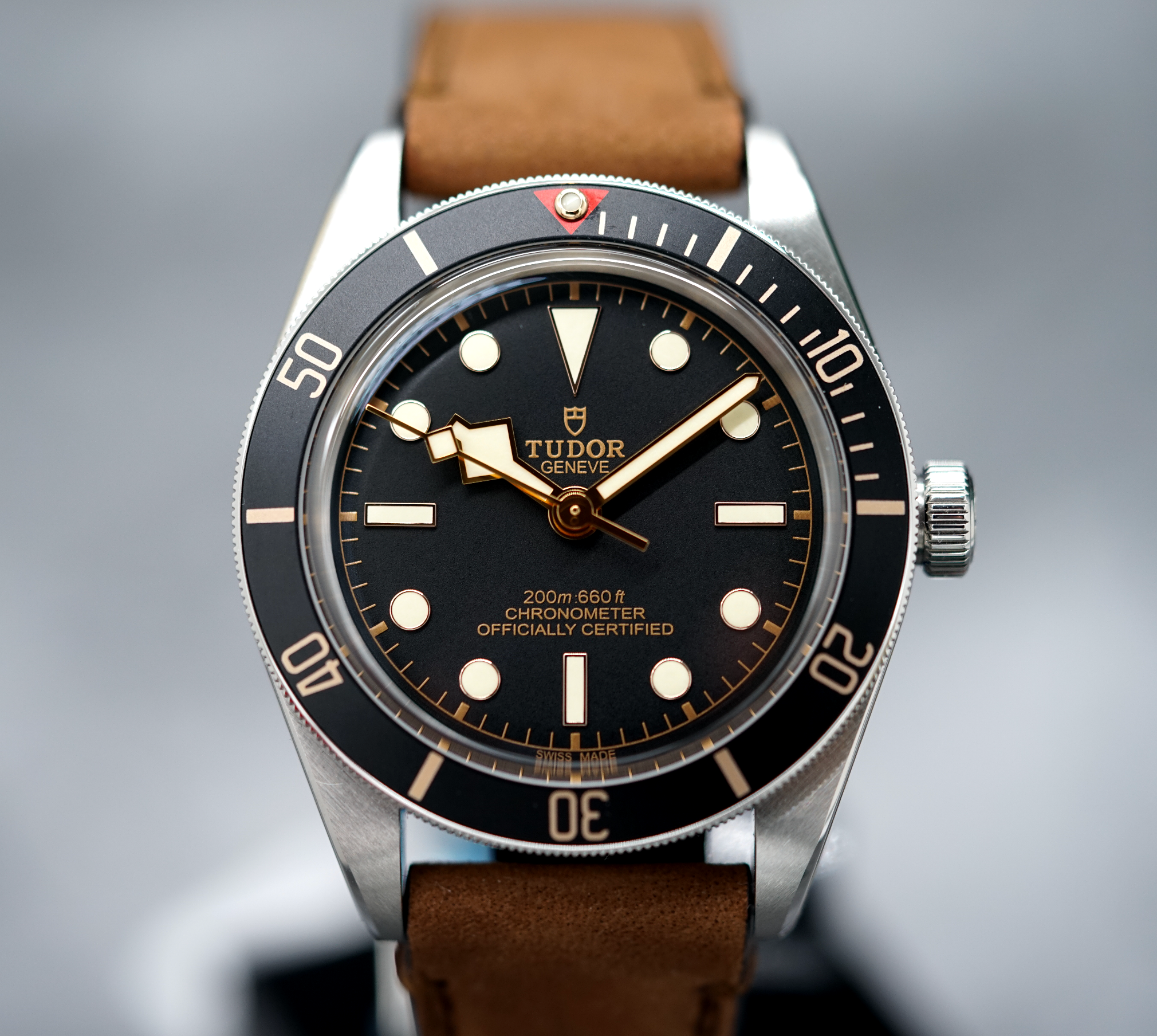 Black bay top leather strap