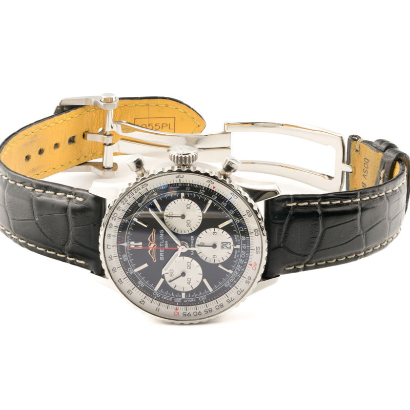 Breitling Navitimer B01 Men's Black Leather Strap Watch