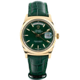 Rolex Day Date 36 Yellow Gold - Green Dial Leather Strap