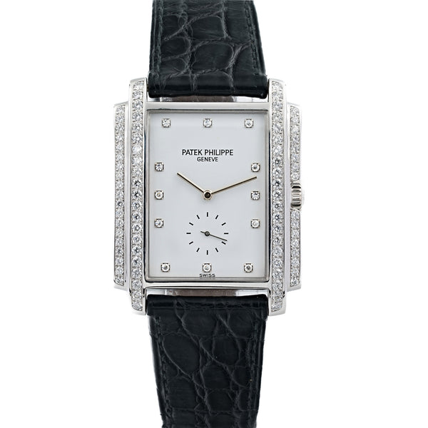 Patek Philippe Gondolo 18k White Gold Diamond Mens Watch 5025