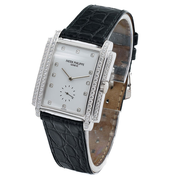 Patek Philippe Gondolo 18k White Gold Diamond Mens Watch 5025