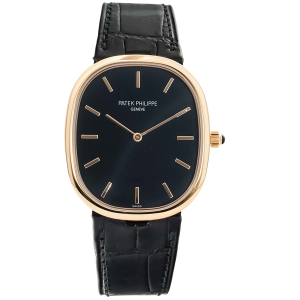 Patek Philippe Golden Ellipse Rose Gold Black Dial 5738R