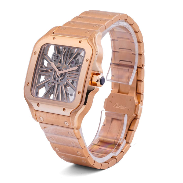 Cartier Santos Large Rose Gold Skeleton WHSA0016