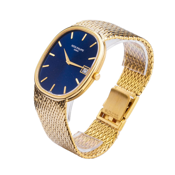 Patek Philippe Golden Ellipse Jumbo Blue Dial 3605/1J