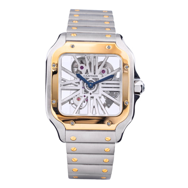 Cartier Santos Skeleton WHSA0019 Yellow Gold Steel