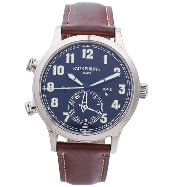 Patek Philippe Calatrava Pilot White Gold Blue Dial Travel Time 5524