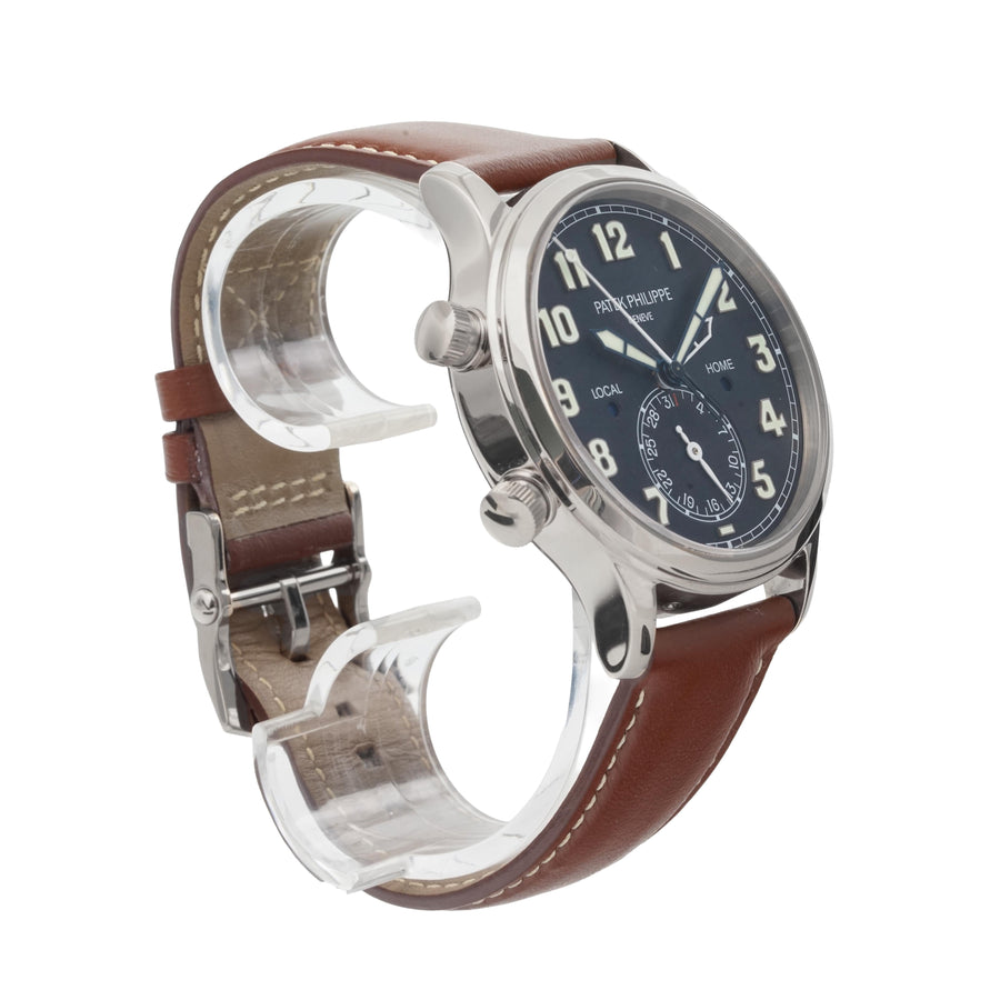 Patek Philippe Calatrava Pilot White Gold Blue Dial Travel Time 5524G-001