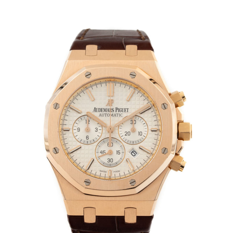 Audemars Piguet Royal Oak Chronograph Rose Gold White Dial Swiss