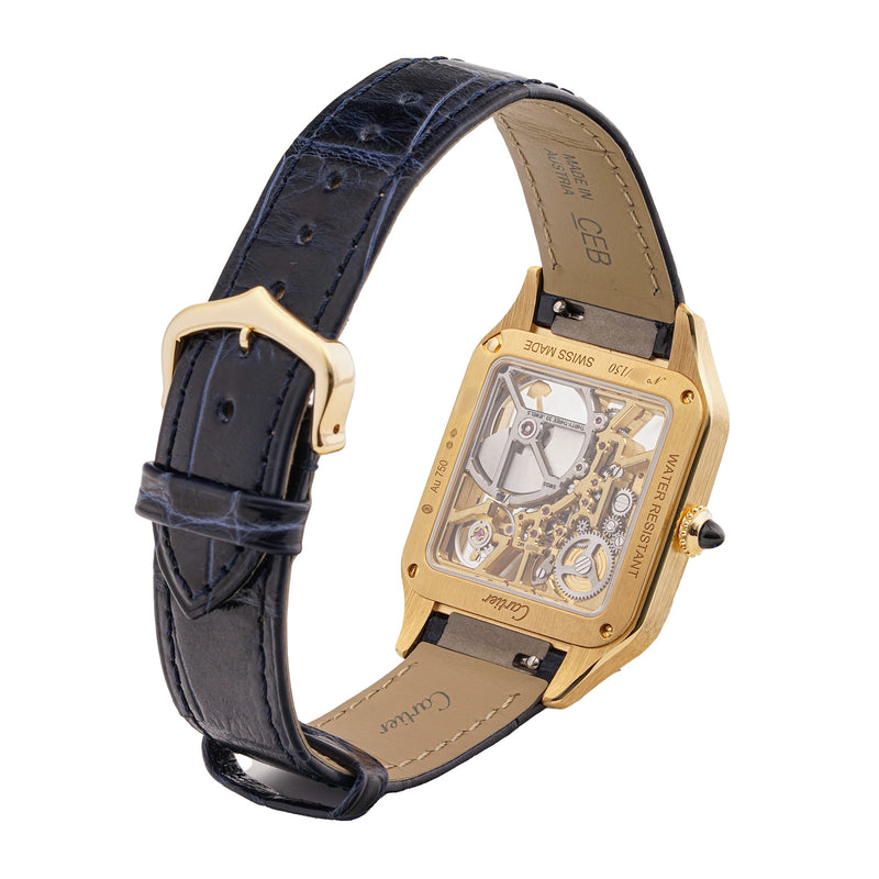 Cartier Santos Dumont Limited Edition 150 Pieces Skeleton Blue Yellow Gold Skeleton WHSA0031