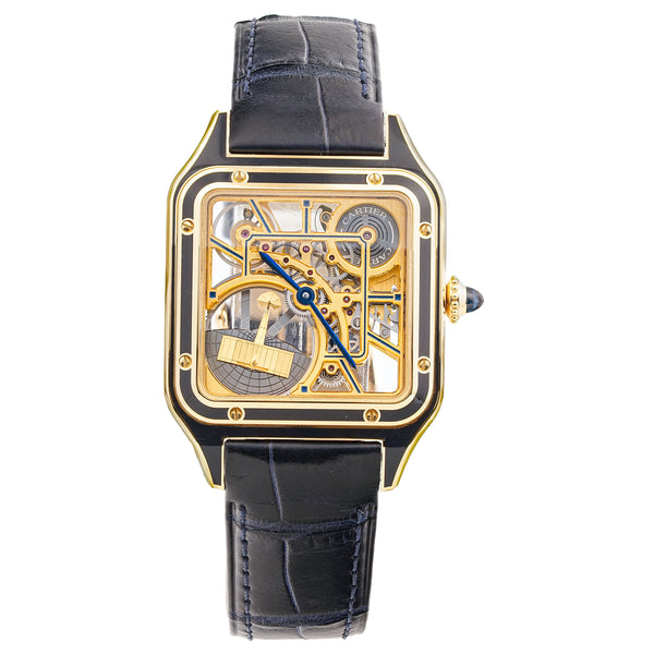 Cartier Santos Dumont Limited Edition 150 Pieces Skeleton Blue Yellow Gold Skeleton WHSA0031