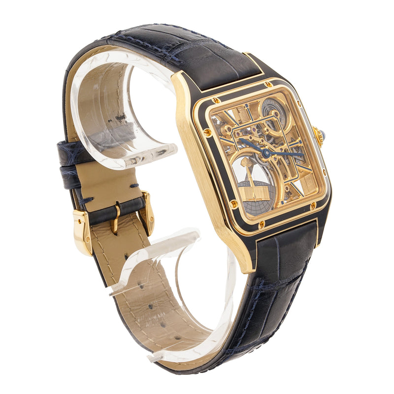 Cartier Santos Dumont Limited Edition 150 Pieces Skeleton Blue Yellow Gold Skeleton WHSA0031