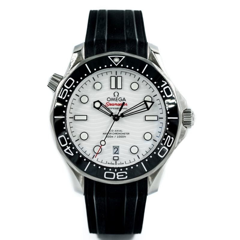 Omega Seamaster Diver 300 M 2023 NEW | 300 M Co‑Axial Master Chronometer 42 mm White Dial Rubber