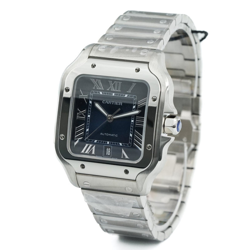 Cartier Santos De Cartier  NEW 2023  Silver Blue Watch Large Model