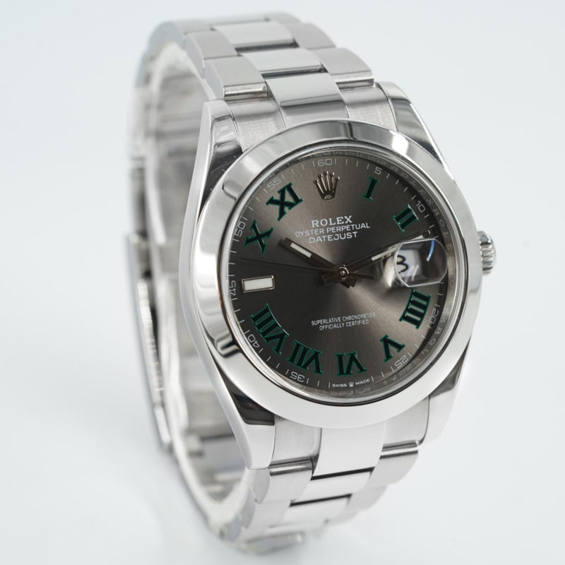 Rolex datejust 41 on sale green roman numerals