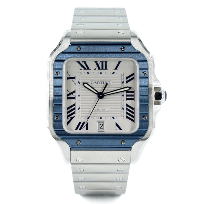 Cartier Santos 2022 Blue Large WSSA0047 Steel PVD Swiss Horology